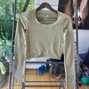 Free People Intimately Olive Long Sleeve Crop Top - M/L
